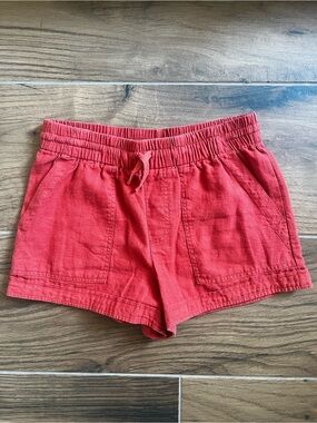 Forever 21 Salmon Pink Linen Shorts Drawstring Pockets  Casual Summer